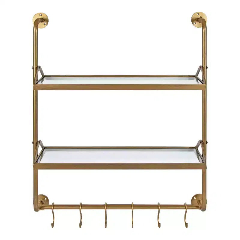 26" x 31" Metal Wall Shelf Gold