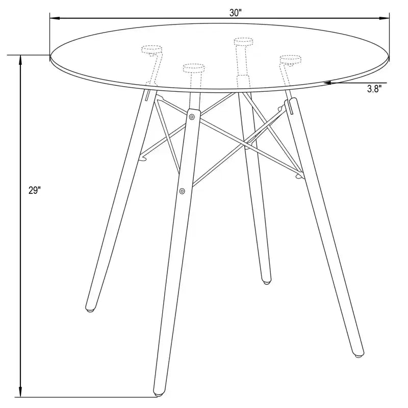 31-Inch Round Mid-Century Bistro Dining Table with Eiffel Base