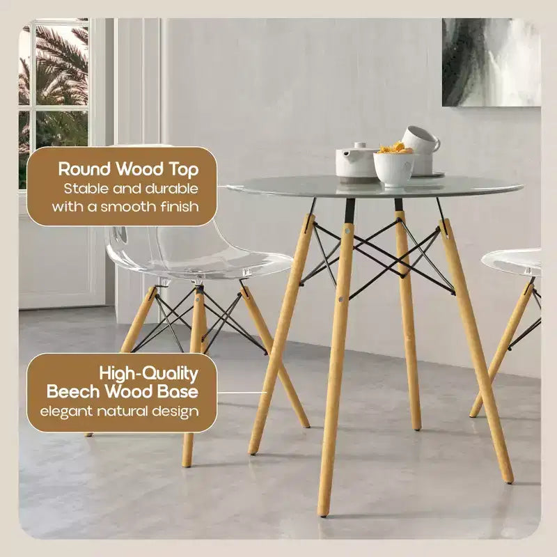 31-Inch Round Mid-Century Bistro Dining Table with Eiffel Base