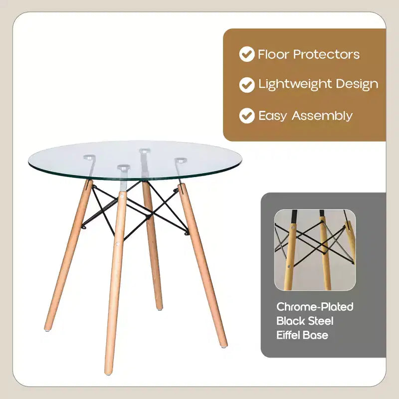 31-Inch Round Mid-Century Bistro Dining Table with Eiffel Base