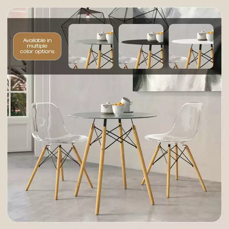 31-Inch Round Mid-Century Bistro Dining Table with Eiffel Base