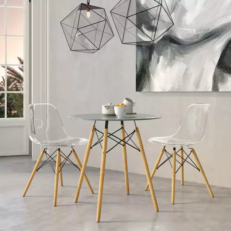 31-Inch Round Mid-Century Bistro Dining Table with Eiffel Base