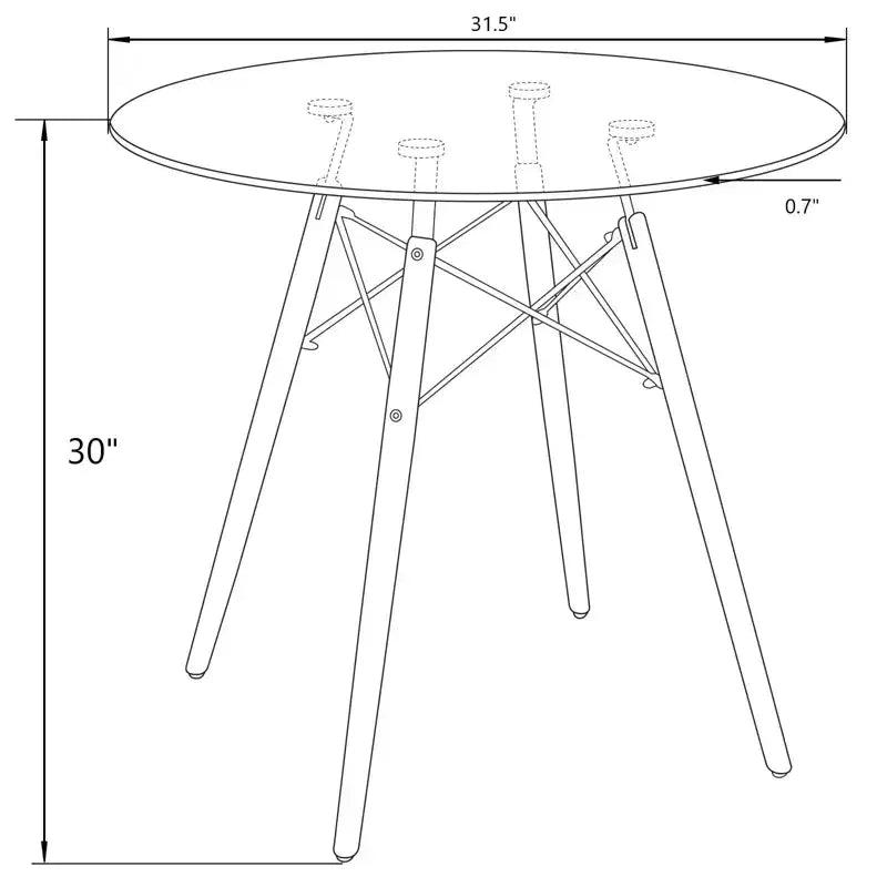31-Inch Round Mid-Century Bistro Dining Table with Eiffel Base