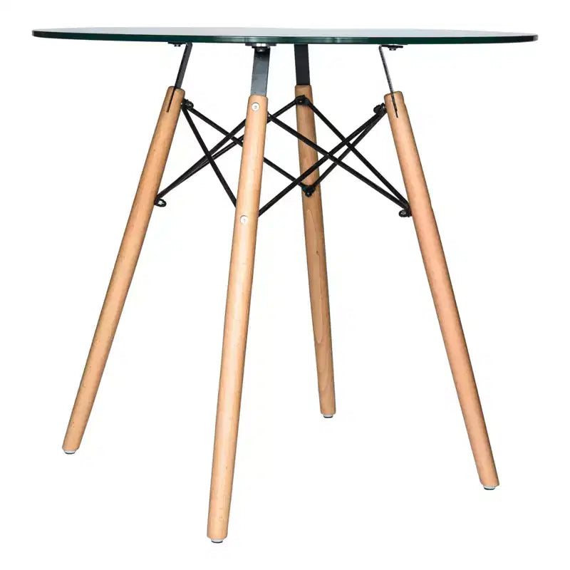 31-Inch Round Mid-Century Bistro Dining Table with Eiffel Base