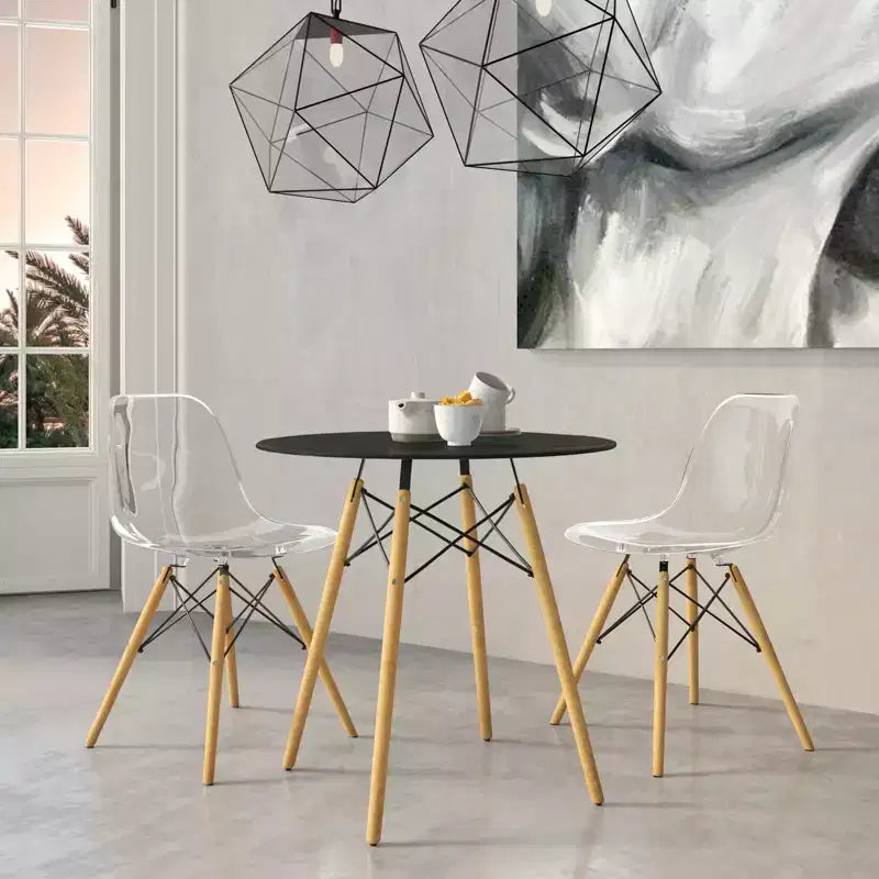 31-Inch Round Mid-Century Bistro Dining Table with Eiffel Base