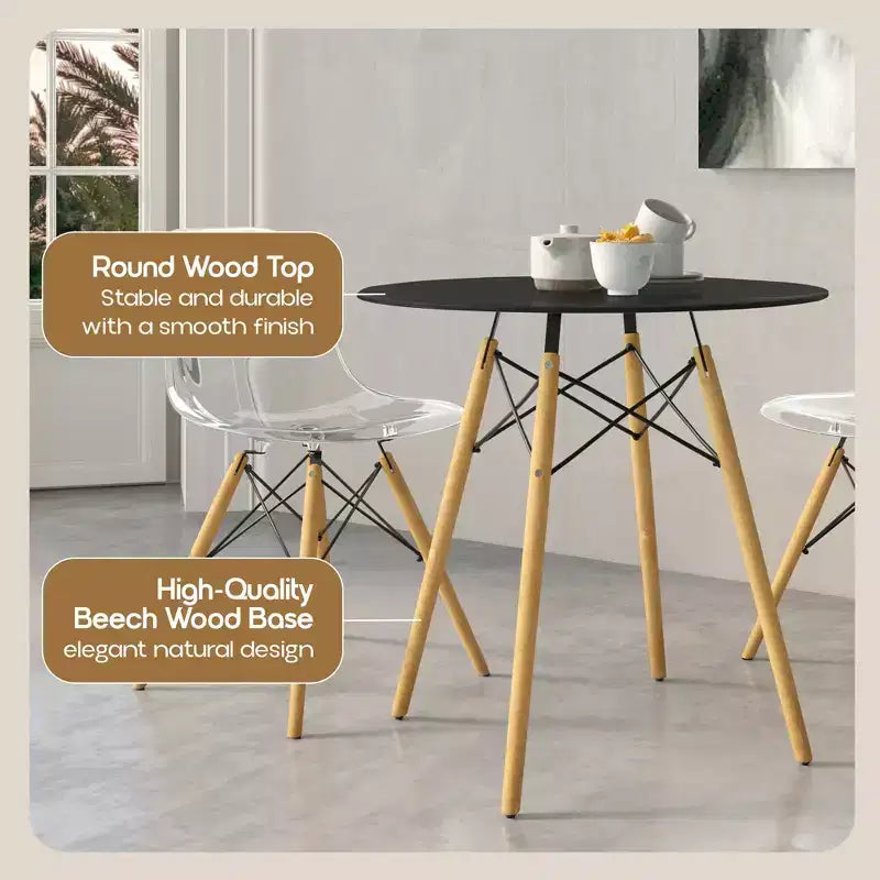 31-Inch Round Mid-Century Bistro Dining Table with Eiffel Base