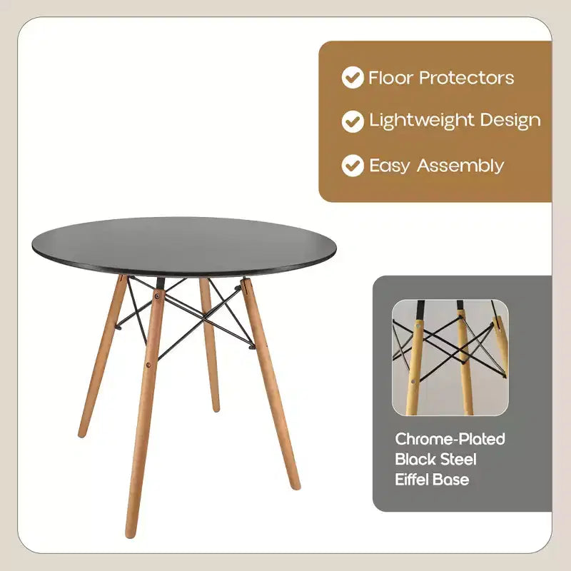 31-Inch Round Mid-Century Bistro Dining Table with Eiffel Base