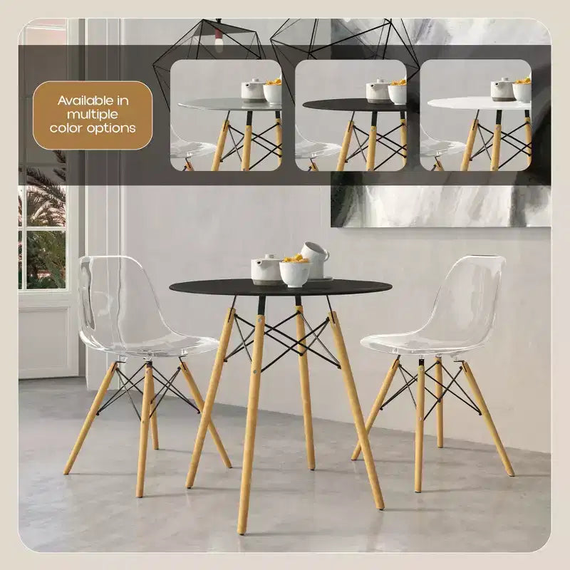 31-Inch Round Mid-Century Bistro Dining Table with Eiffel Base