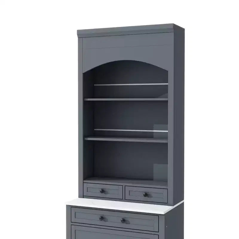 83.7" Freestanding Kitchen Pantry with Faux Marble Top & 5 Drawers