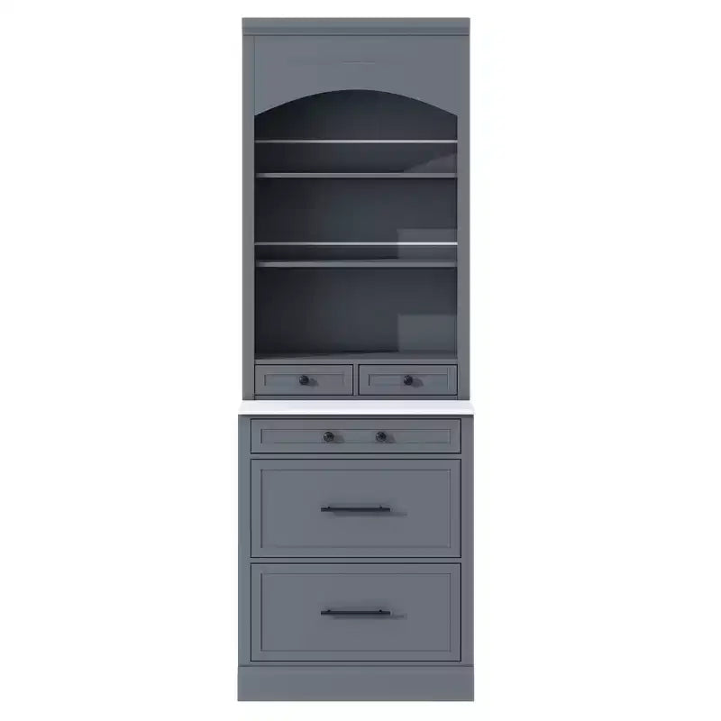 83.7" Freestanding Kitchen Pantry with Faux Marble Top & 5 Drawers
