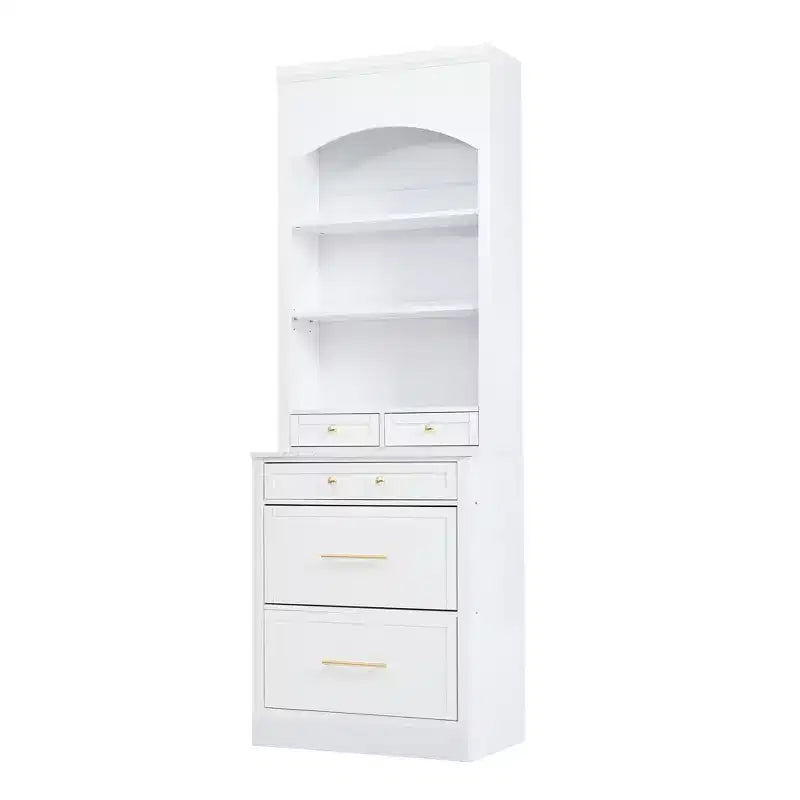 83.7" Freestanding Kitchen Pantry with Faux Marble Top & 5 Drawers