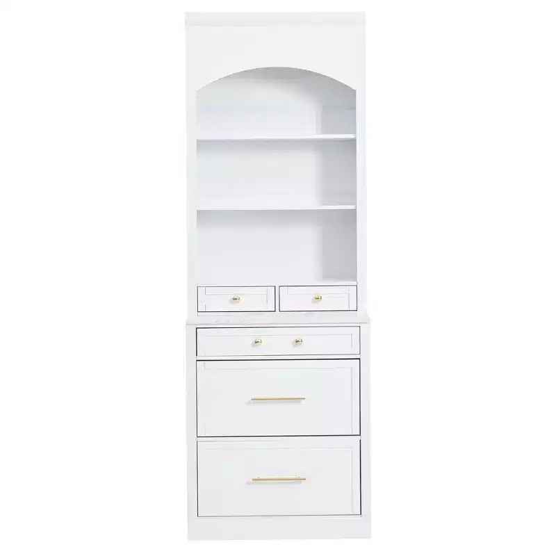 83.7" Freestanding Kitchen Pantry with Faux Marble Top & 5 Drawers