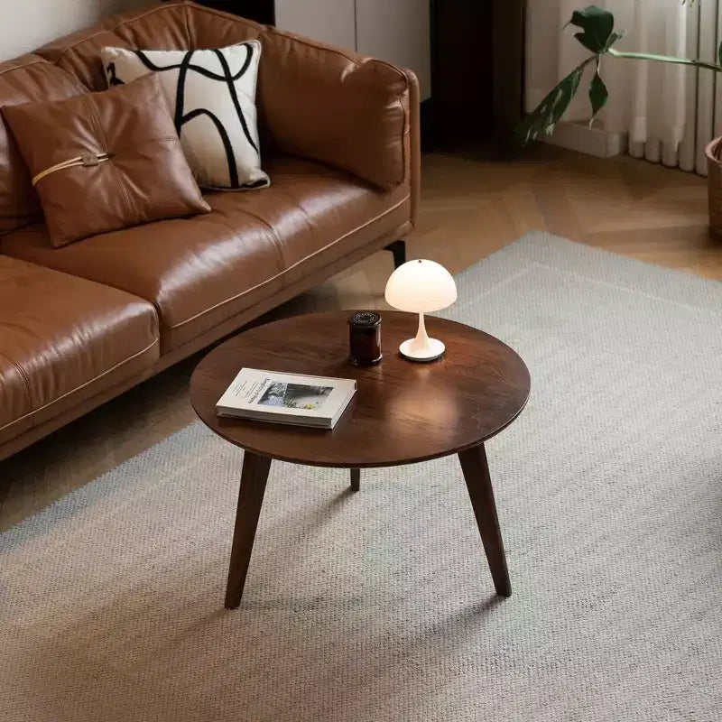 Solid Wood Top Coffee Table with Lower Storage Shelf