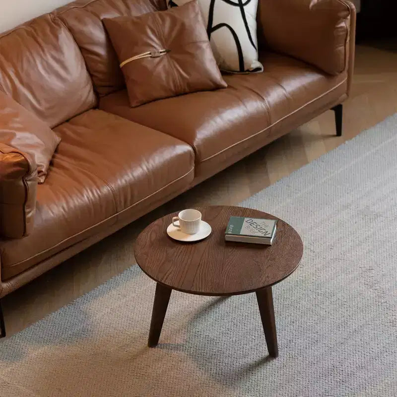 Solid Wood Top Coffee Table with Lower Storage Shelf
