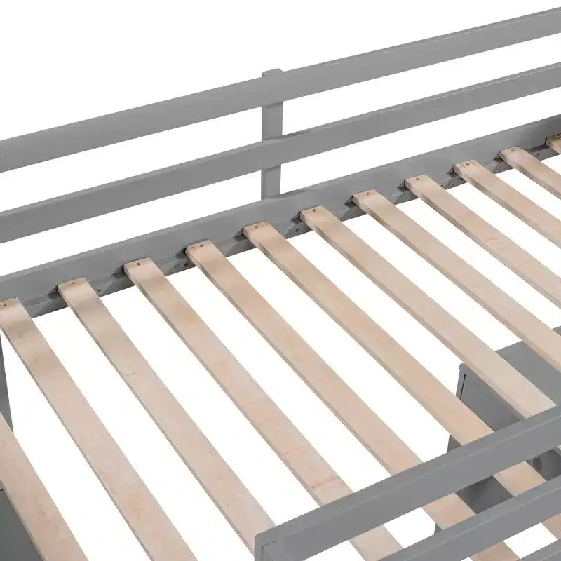 Twin/Full Size Loft Bed with Ladder, Shelves, Desk & Drawers