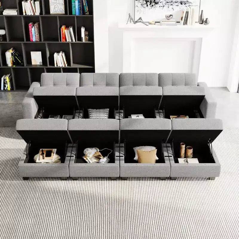 Modular Weave Sleeper Sofa with Storage Seat (8 Seats + 6 Sides)