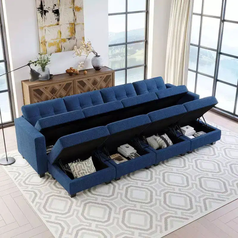 Modular Weave Sleeper Sofa with Storage Seat (8 Seats + 6 Sides)