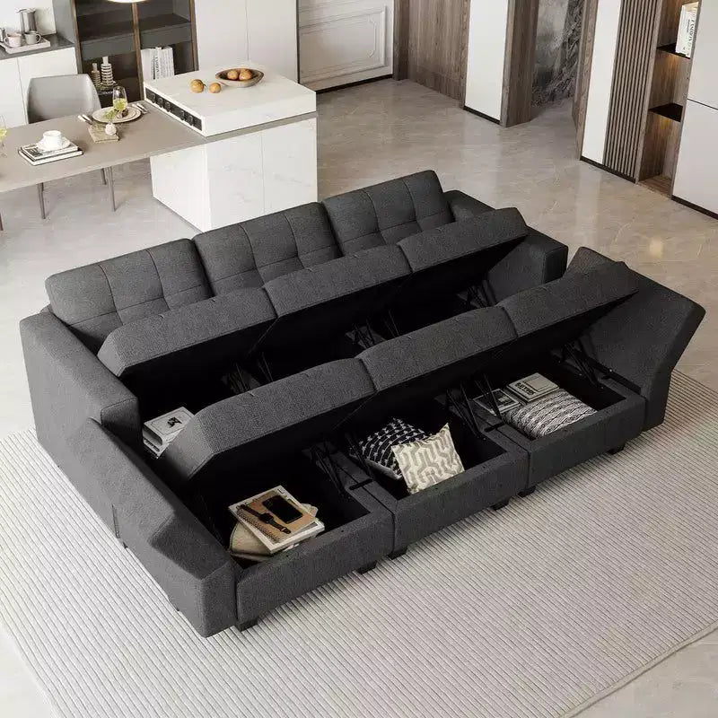 Modular Weave Sleeper Sofa with Storage Seat (6 Seats + 7 Sides)