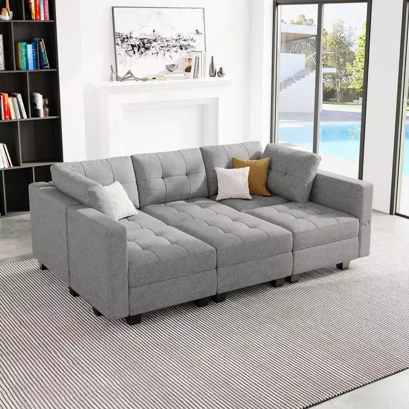 Modular Weave Sleeper Sofa with Storage Seat (6 Seats + 7 Sides)