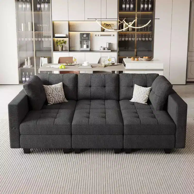 Modular Weave Sleeper Sofa with Storage Seat (6 Seats + 7 Sides)
