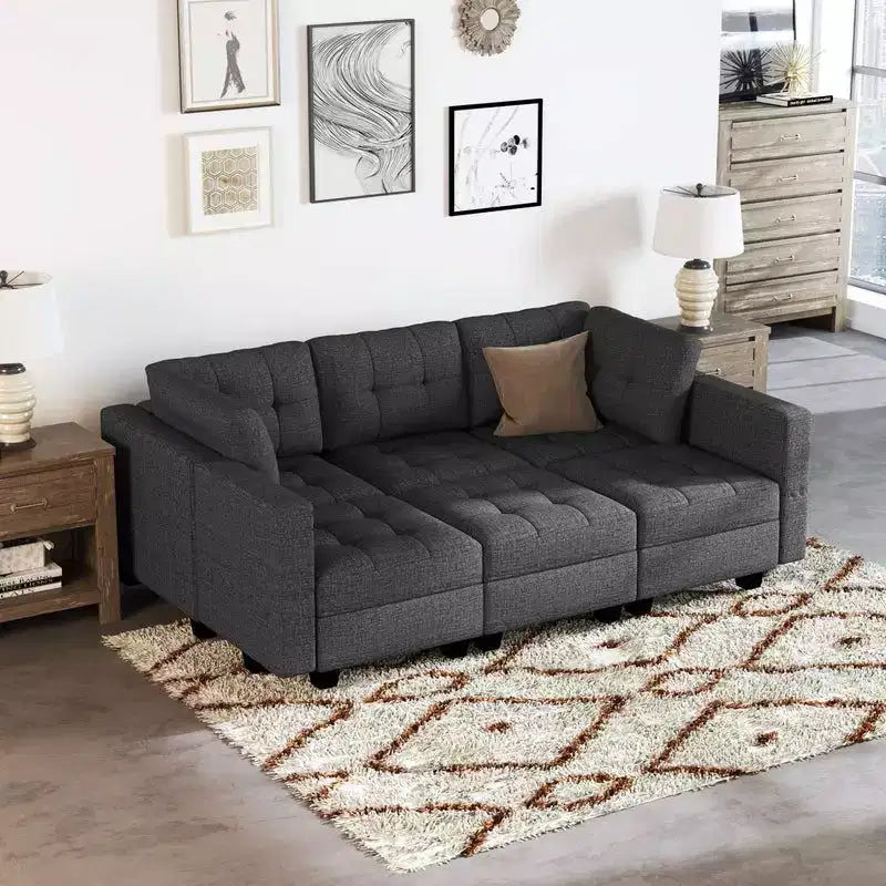 Modular Weave Sleeper Sofa with Storage Seat (6 Seats + 7 Sides)