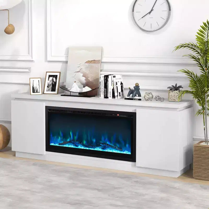 Fireplace TV Stand for TVs up to 80" with Electric Fireplace & 3 Shelves