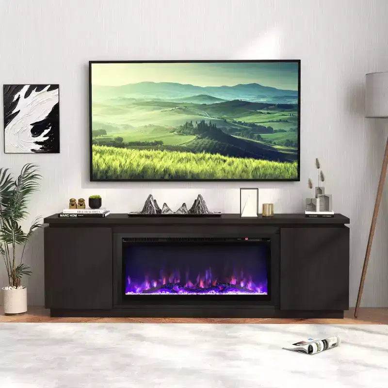 Fireplace TV Stand for TVs up to 80" with Electric Fireplace & 3 Shelves