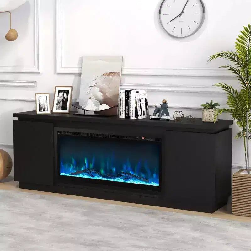 Fireplace TV Stand for TVs up to 80" with Electric Fireplace & 3 Shelves