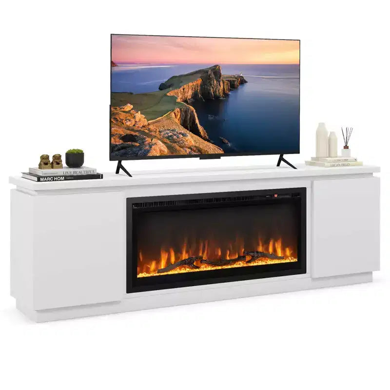 Fireplace TV Stand for TVs up to 80" with Electric Fireplace & 3 Shelves