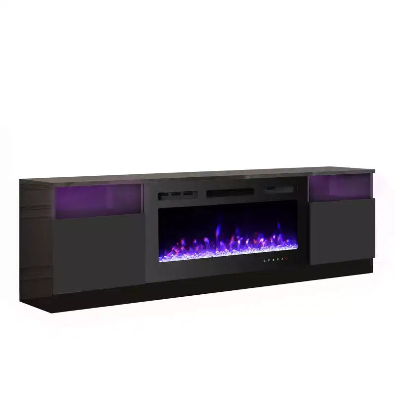 70" TV Stand with Electric Fireplace & Adjustable LED Lighting