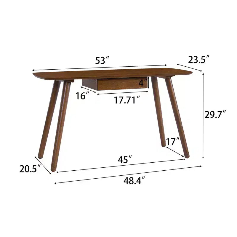 Walnut Wood Home Office Computer Desk with 1 Drawer