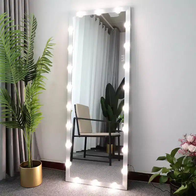 63x24 Silver Hollywood Full Length Mirror with Lights: 4 Color Modes, Touch Control, Wall Mounted or Standing