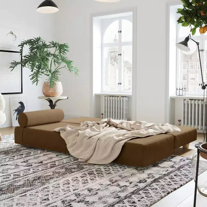 Fold-Out Queen-Size Sleeper Daybed - Microvelvet