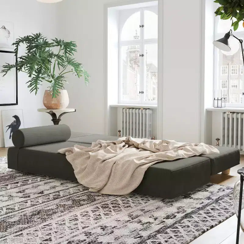 Fold-Out Queen-Size Sleeper Daybed - Microvelvet