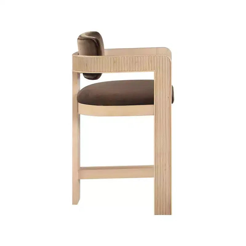 Green Velvet Bar Stool with Black Finish