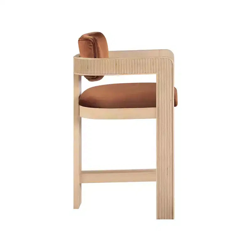 Green Velvet Bar Stool with Black Finish