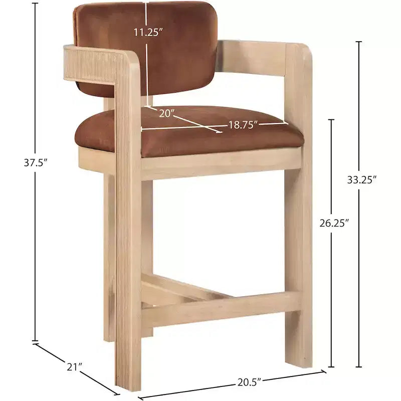 Green Velvet Bar Stool with Black Finish