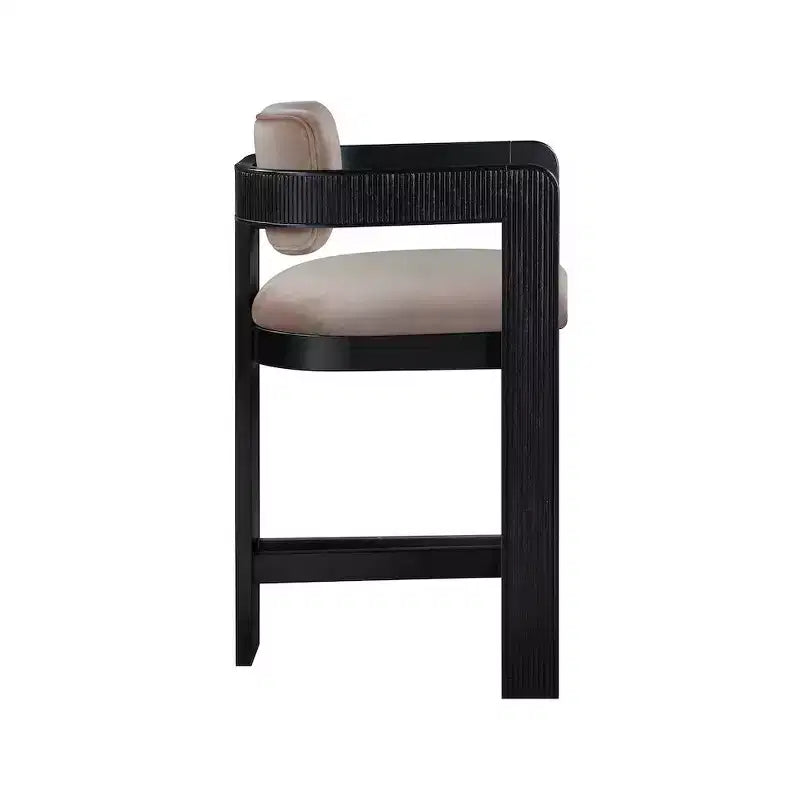 Green Velvet Bar Stool with Black Finish