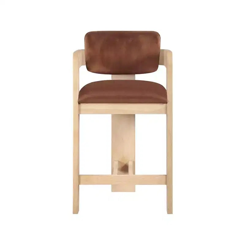Green Velvet Bar Stool with Black Finish