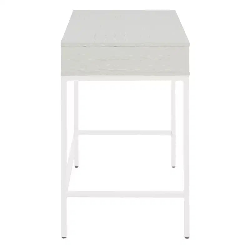 40" Contemporary Desk with Drawer & Shelf, White Oak, Steel Frame & MDF Surface