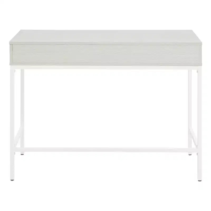 40" Contemporary Desk with Drawer & Shelf, White Oak, Steel Frame & MDF Surface