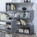 54.38" 5-Tier S-Shape Open Bookcase in Gray