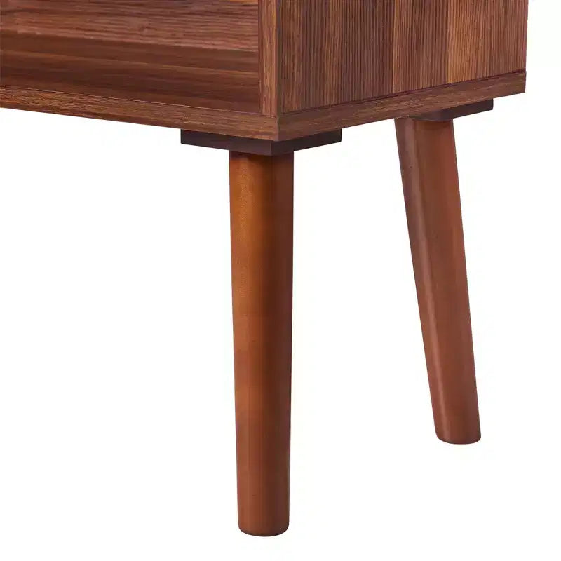58" Mid-Century Bookshelf with Faux Marble Top & 4 Open Shelves, Walnut