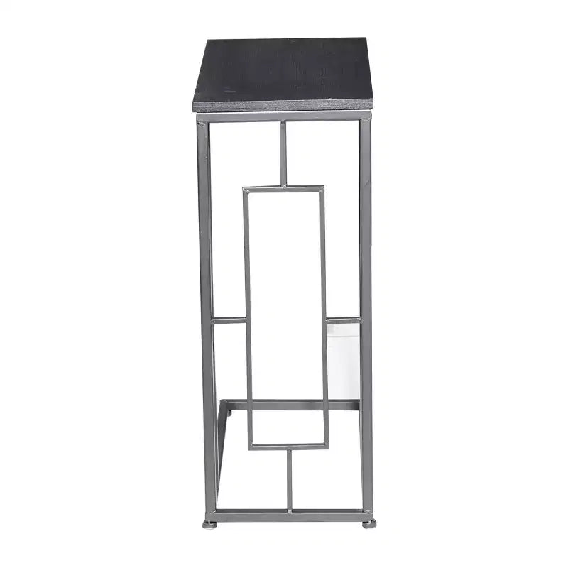 Contemporary Iron & Wood Accent Table in Dark Gray