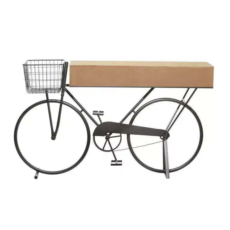 Farmhouse Metal Console Table in Red, Iron Frame & MDF Top