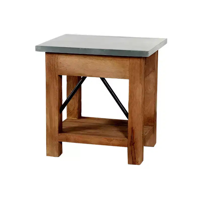 Mid-Century Modern End Table with Drawer, Wood & Metal