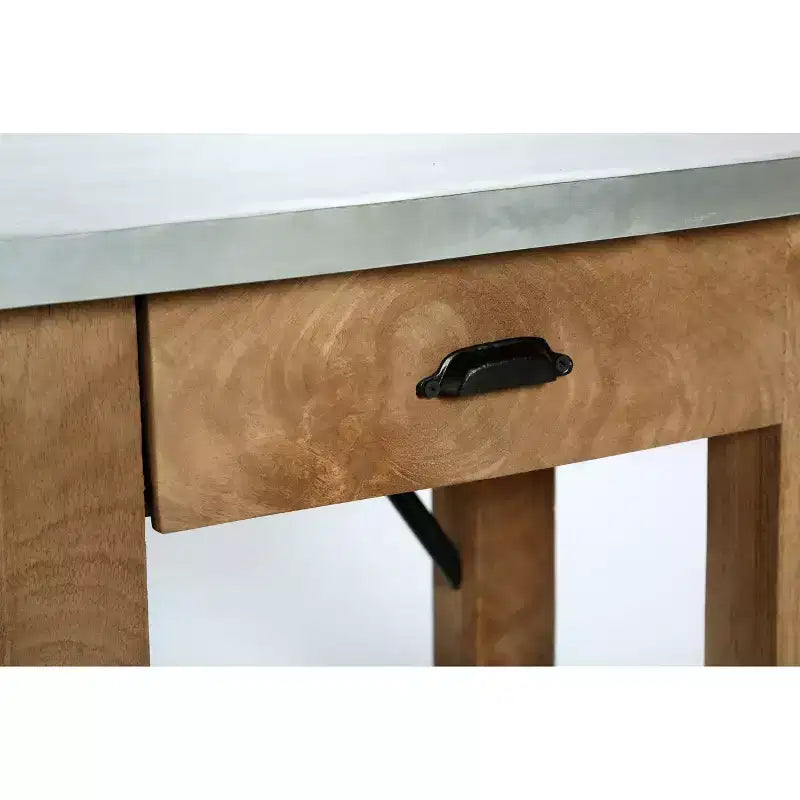 Mid-Century Modern End Table with Drawer, Wood & Metal
