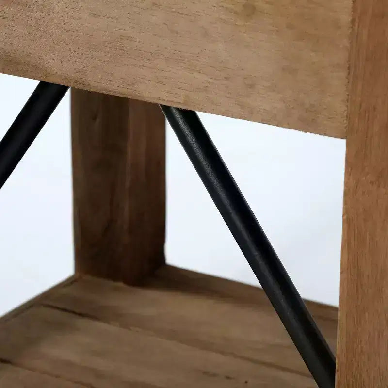 Mid-Century Modern End Table with Drawer, Wood & Metal