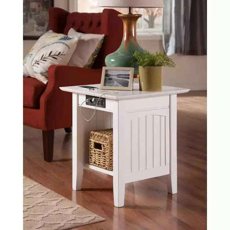 Cottage-Style End Table with Built-In Wireless Charger