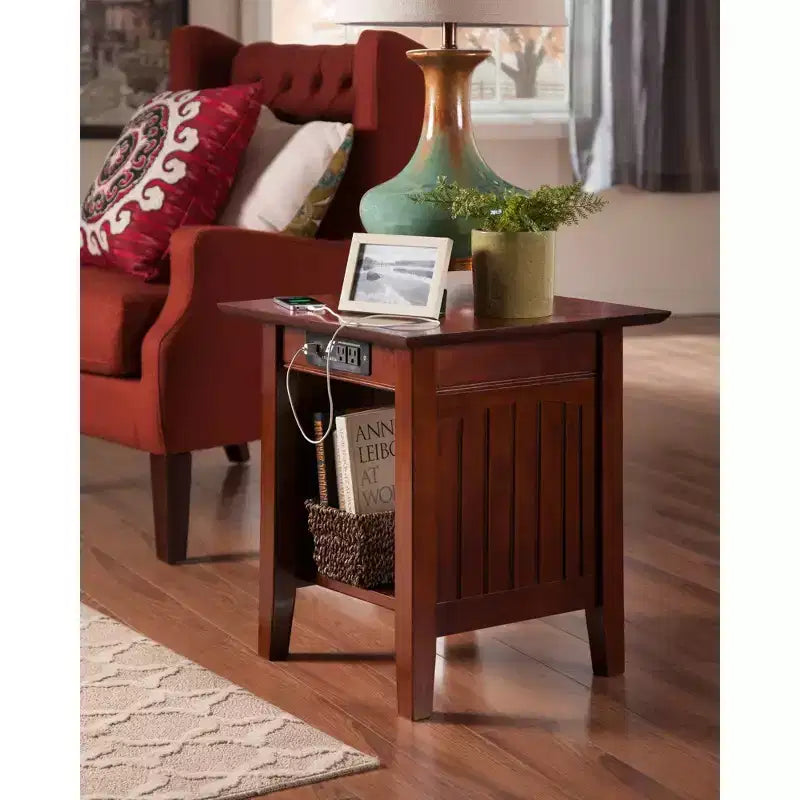 Cottage-Style End Table with Built-In Wireless Charger